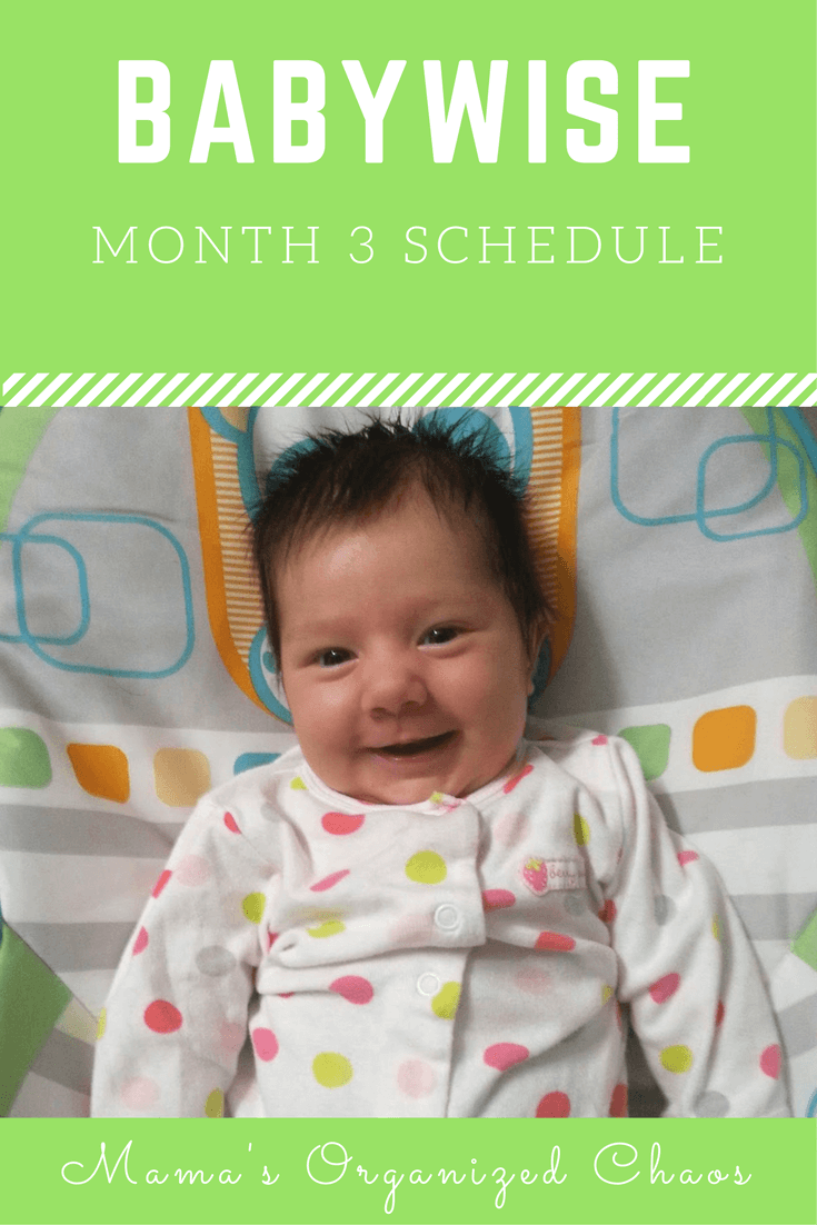 Babywise schedule for baby around 3 months of age. On this page you'll find schedules, information on naps, nighttime sleep, and more!