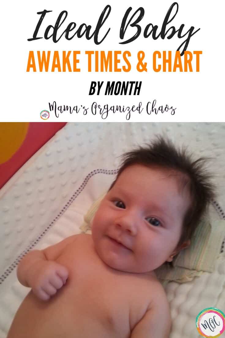 Baby awake on changing table. Having awake time based on baby awake times chart