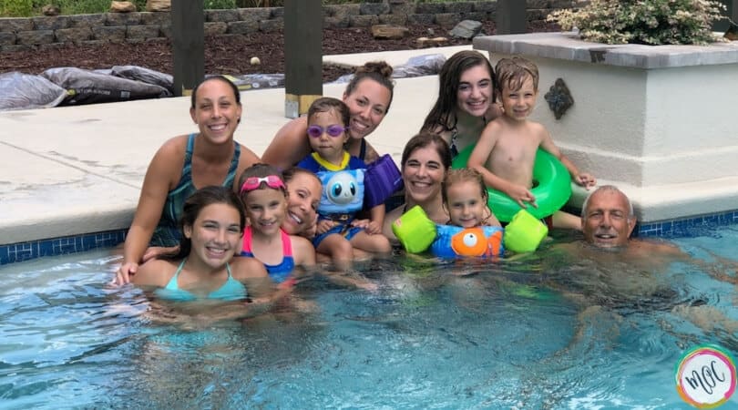 Our family in the pool on our second family get together.