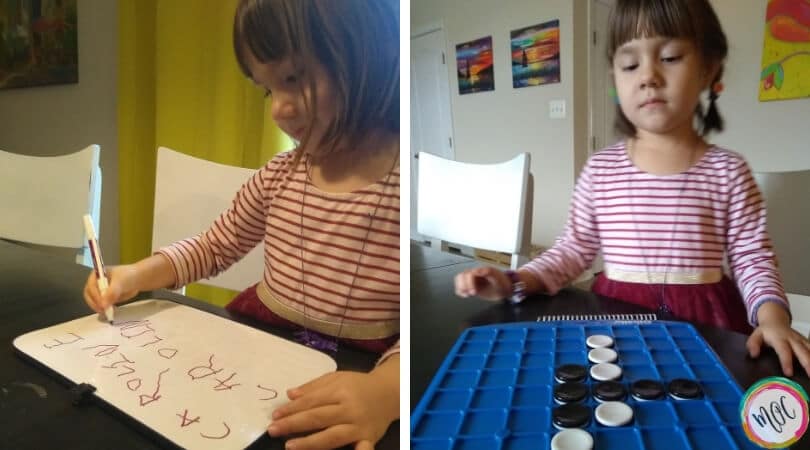 4 Year Old Schedule & Update 4 year old writing her name and playing othello