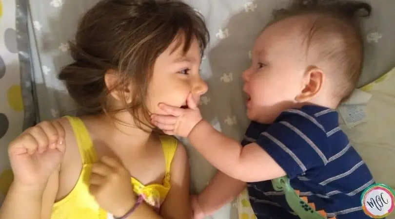 William’s 6 Month Old Schedule 4 year old in crib with 6 month old brother