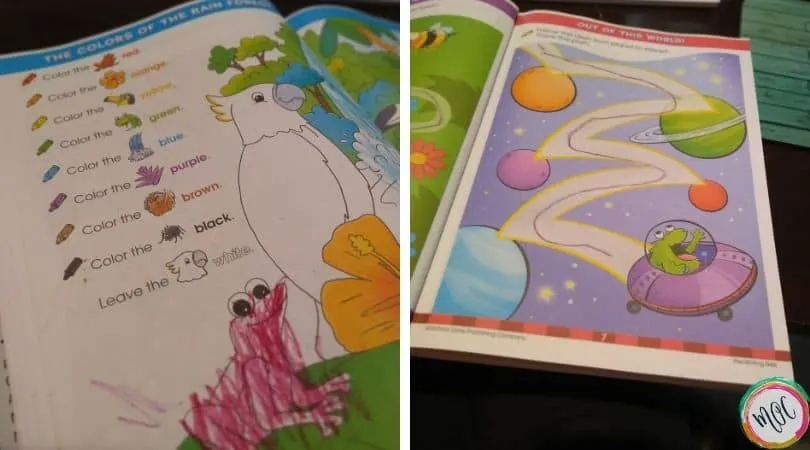 Learning colors and tracing pathways with the big preschool workbook