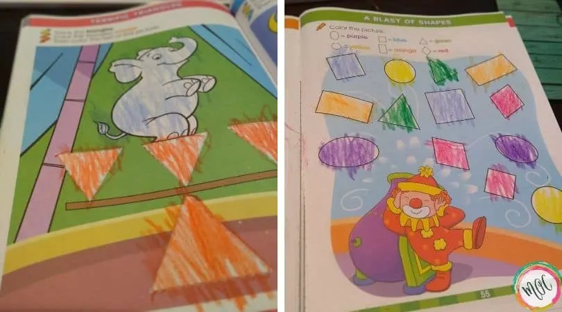 Learning colors and shapes with the big preschool workbook