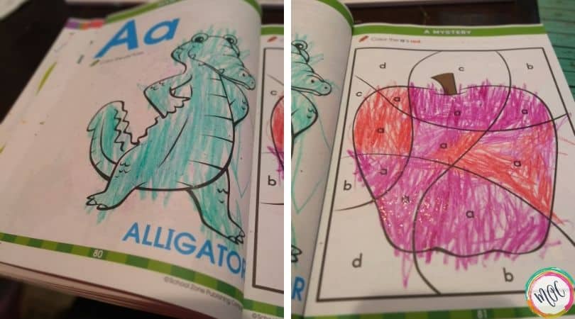 Big Preschool Workbook Learning letters with color by letter in the big preschool workbook