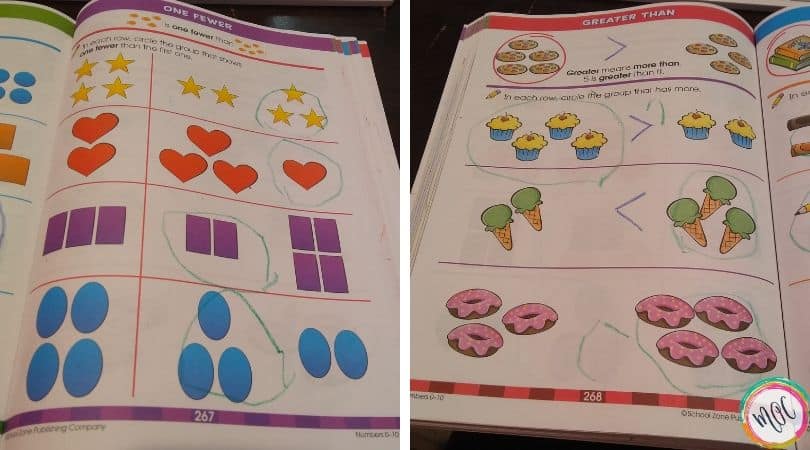 Big Preschool Workbook greater than and less than with the big preschool workbook