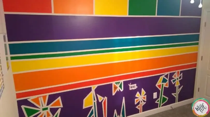 rainbow themed bedroom wall